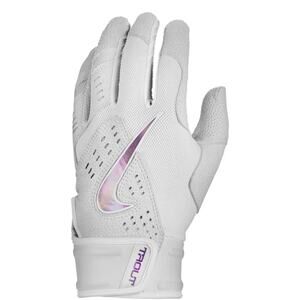 NWT Nike Trout 2.0 Baseball Batting Gloves White Iridescent Adult Size Large